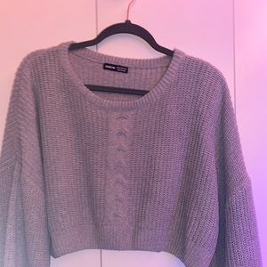 Gray Knitted Cropped Sweater